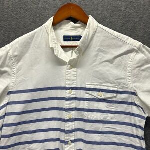 Ralph Lauren Men Striped‎ Short Sleeve Button Down Shirt Size L